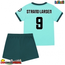 Camisa de Futebol Wolves Jorgen Strand Larsen #9 Equipamento Secundário Infantil 2025-26 Manga Curta (+ Calças curtas)
